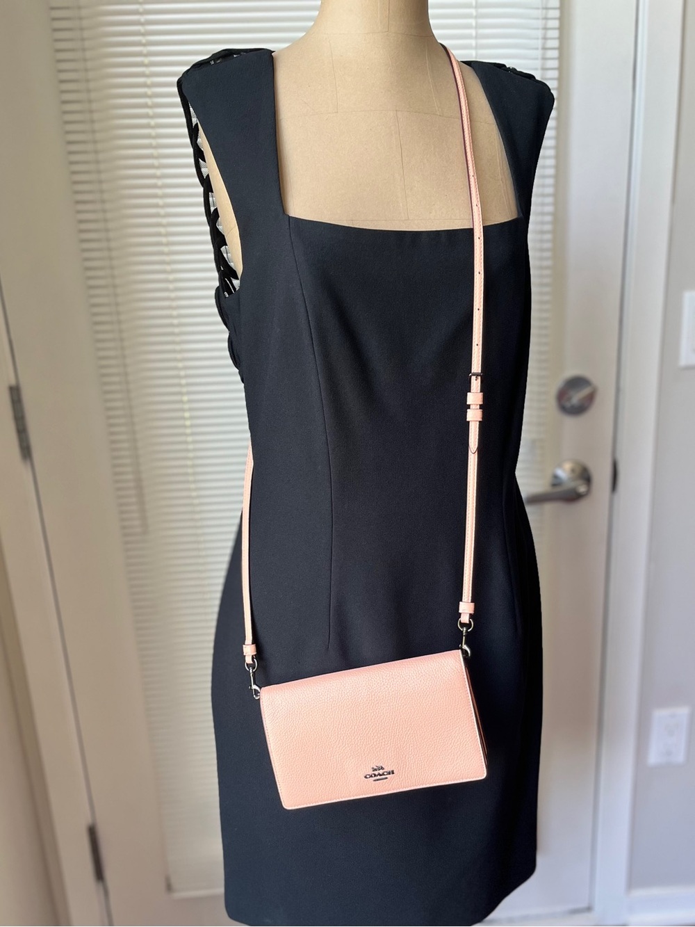 Coach Hayden Foldover Crossbody bag Peach Pebbled Leather Gunmetal Hardware EUC - Picture 9 of 10